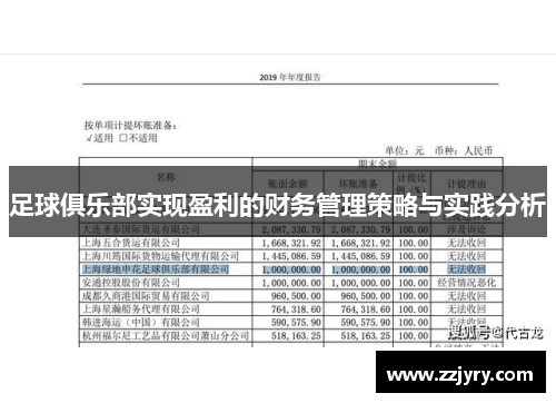 足球俱乐部实现盈利的财务管理策略与实践分析